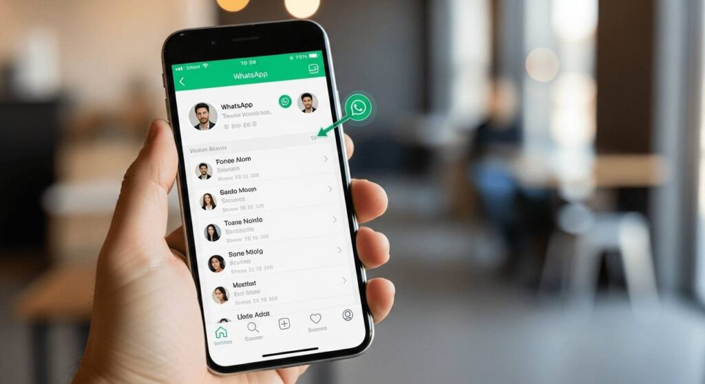 Preview of how users switch between two WhatsApp accounts on an iPhone using the new beta update.