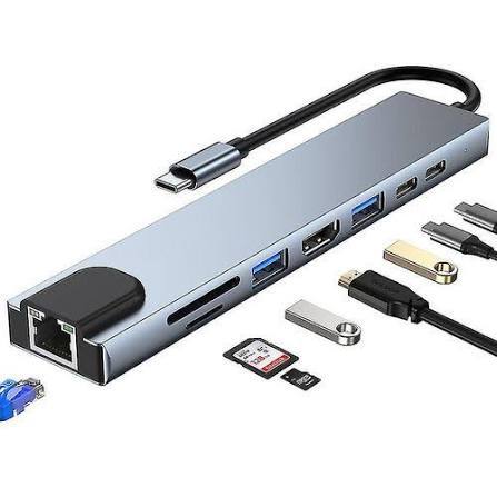 USB-C hub connecting laptop to multiple devices