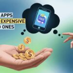 Comparison of free apps vs paid apps showing hidden costs like ads, subscriptions, and data usage, illustrating that free apps are more expensive than paid apps.