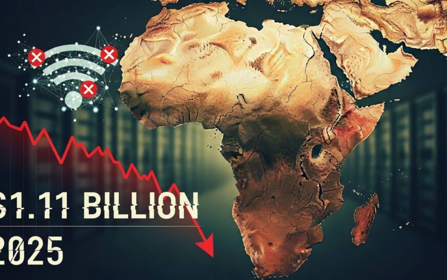 Map of Africa showing countries affected by internet shutdowns in 2025”