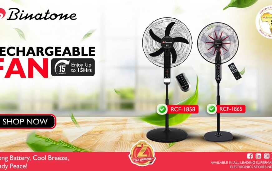 Binatone rechargeable fan for cooling without generator in Nigeria