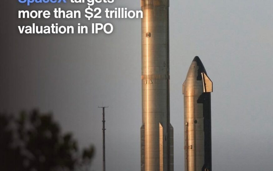 SpaceX stock in Nigeria concept showing SpaceX IPO valuation and rockets over African background