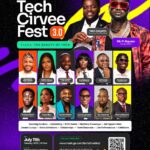 Tech Cirvee Fest 3.0 official poster showing speakers, Mr. P-Square, date and venue in Ibadan