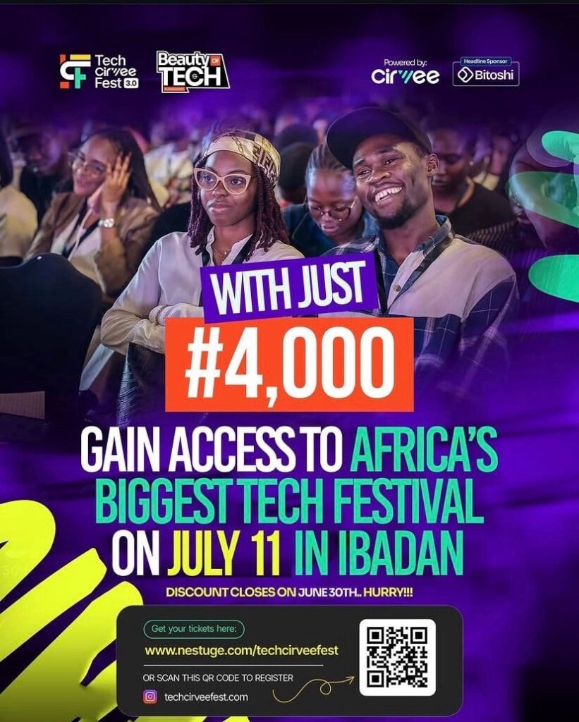 Tech Cirvee Fest 3.0 ticket promotion showing ₦4,000 entry fee