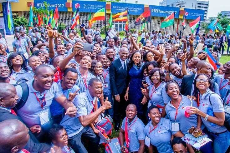 Tony Elumelu posing with participants of the Tony Elumelu Foundation Entrepreneurship Programme.