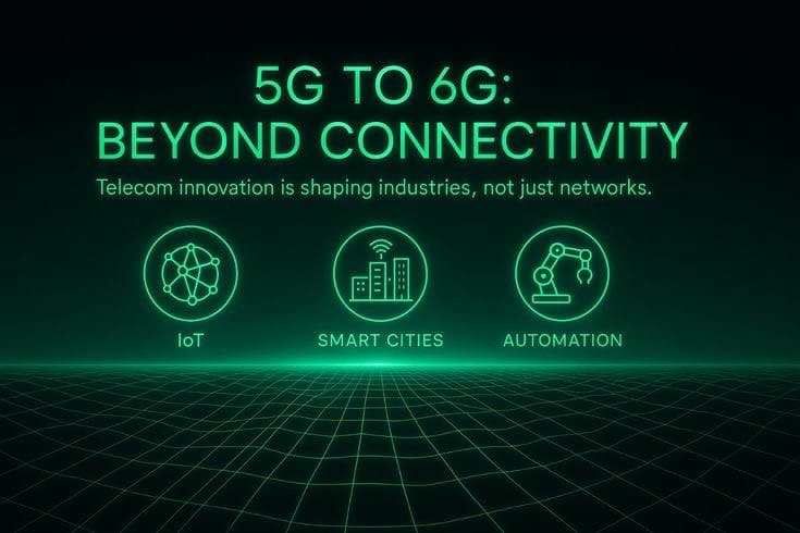 Illustration showing the evolution from 5G to 6G mobile technology