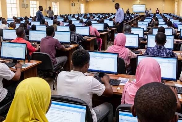 Students using computers at an ICT and CBT centre in Kano