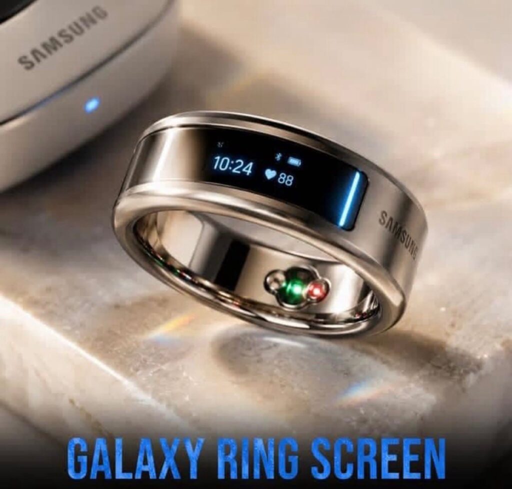 Samsung smart ring concept featuring a tiny built-in display.