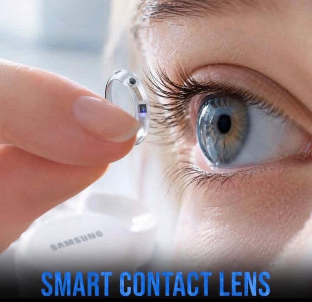 Samsung smart contact lens concept displaying augmented reality information.