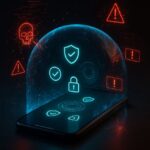 Smartphone with a cybersecurity warning