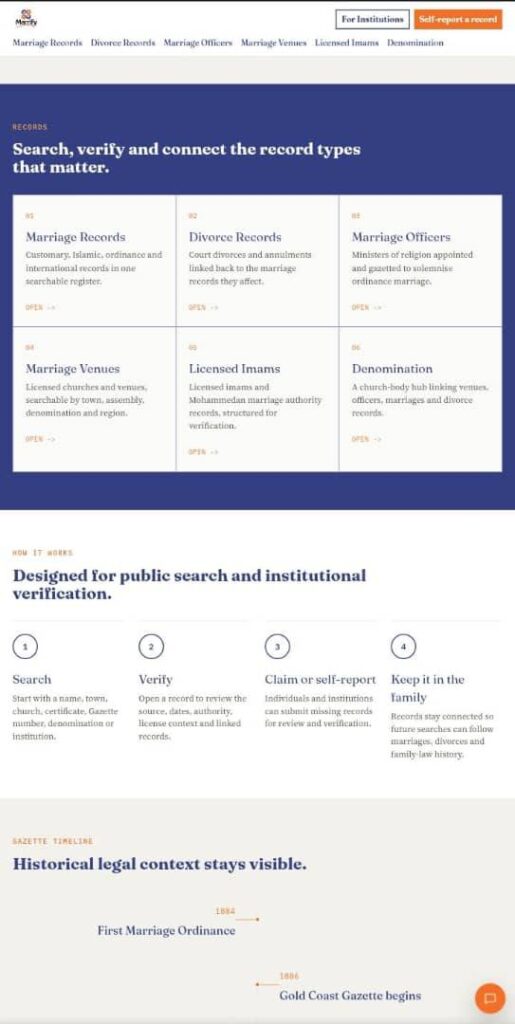 Marrify Ghana marriage records and divorce records search platform