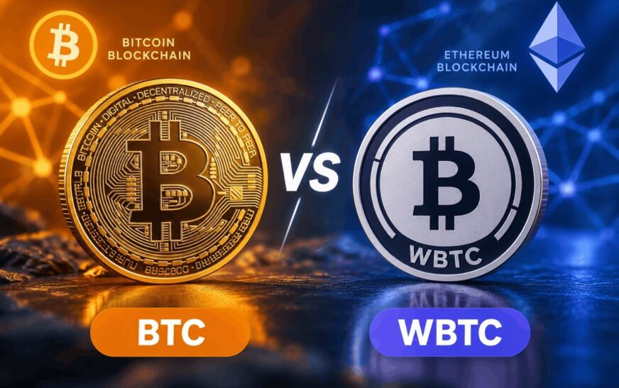 Bitcoin BTC compared with Wrapped Bitcoin WBTC on Ethereum