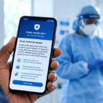 Smartphone displaying a public health alert during Nigeria's Ebola outbreak.