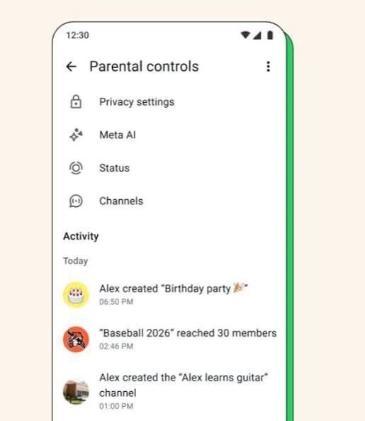 WhatsApp parental controls settings for teen accounts